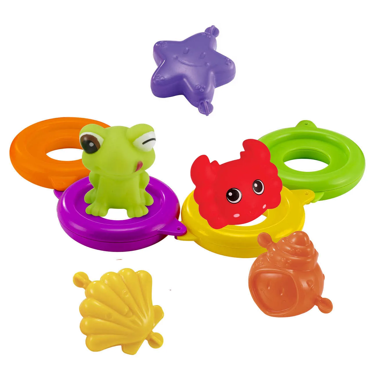 8PCS Lovely Rubber PVC Animals Toys for Baby Shower Animal Bathtub Swimming Rings Squishy Bath Toys
