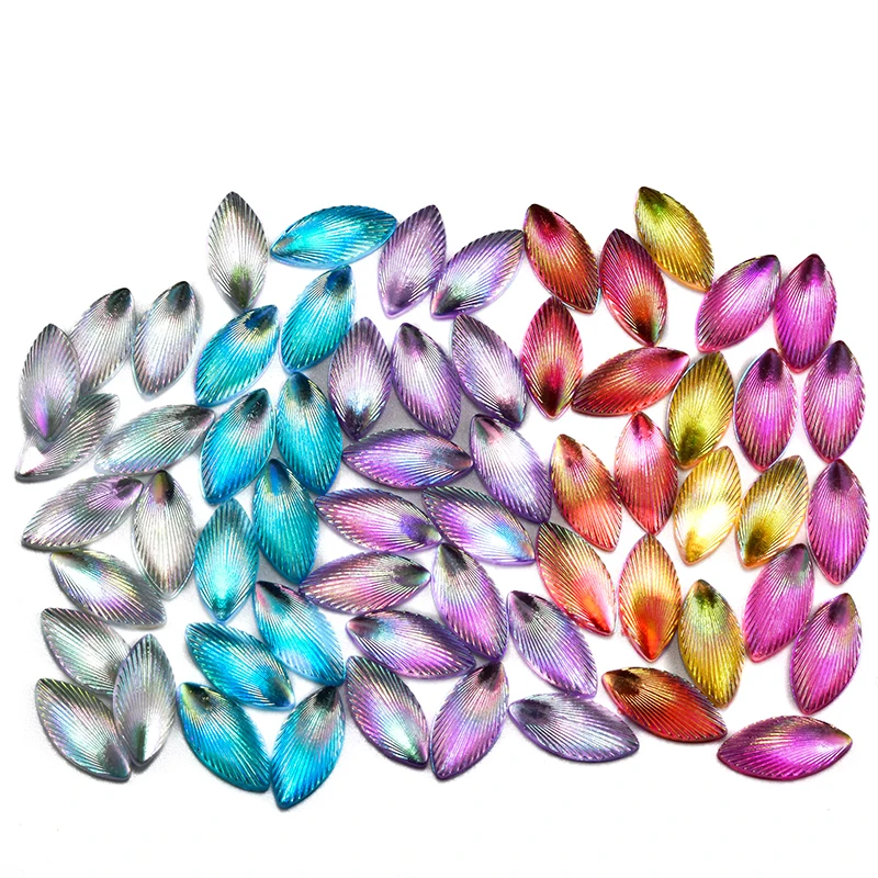 7 * 15mm acrylic horse eye patch mixed color shell pattern water droplet shaped flat bottom drill DIY Yakli jewelry accessories