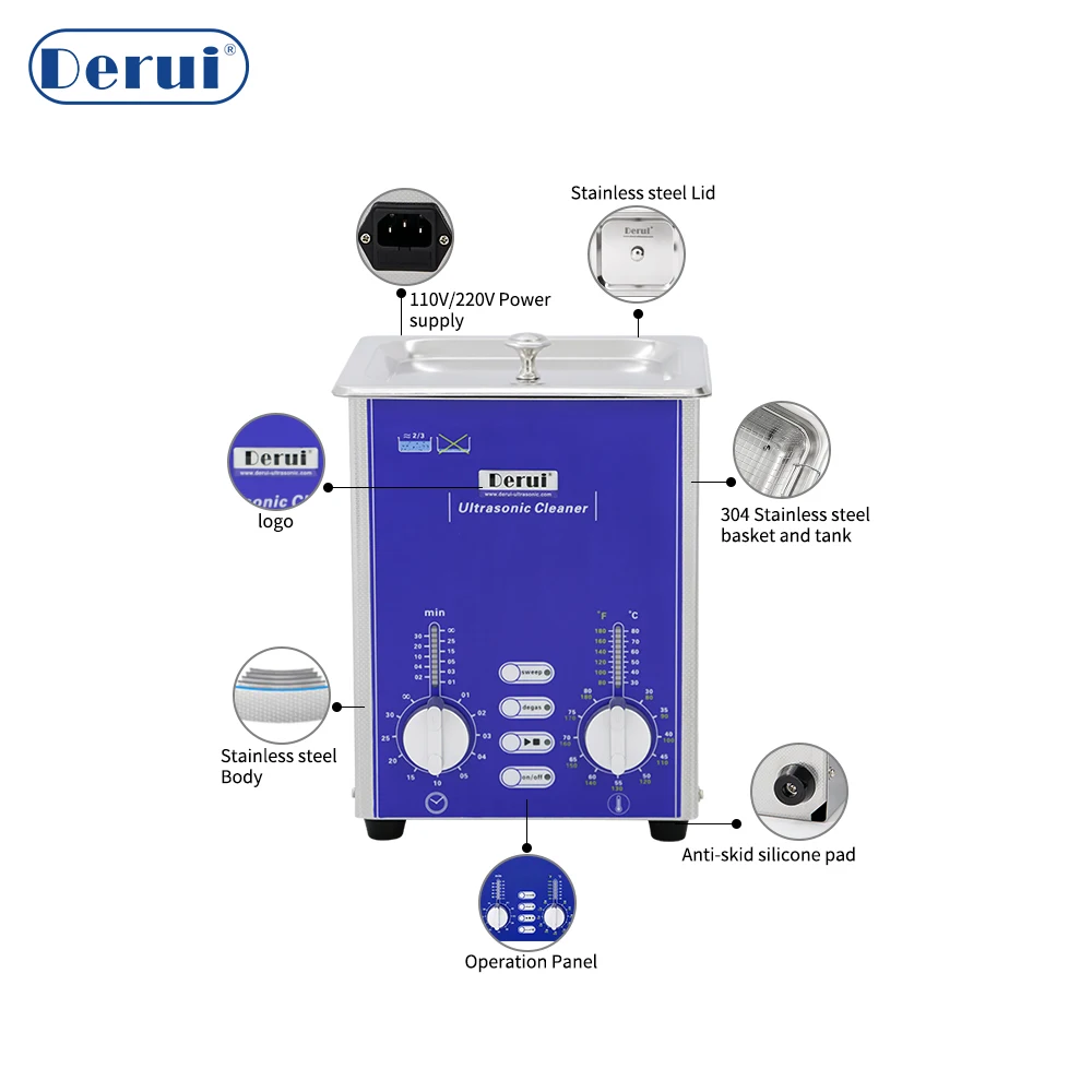 1.3L Ultrasonic Cleaner Stainless Steel Tank with Degas Sweep Heated Timer for Jewelry Ring Diamond Printer Head