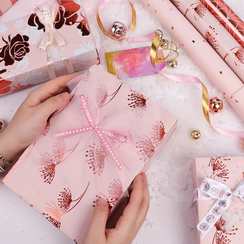 Foil Custom Printed Wrapping Paper Roll Colorful Tissue Paper Gift Wrapping Paper Manufacturer Rose GOLD Gift Packing Carton Box