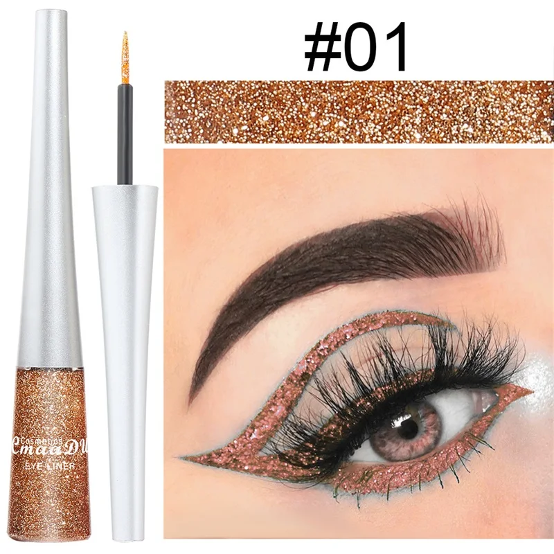 Wholesale vegan professional colorful shimmer waterproof makeup best self adhesive pigment magic Glitter Liquid Eyeliner