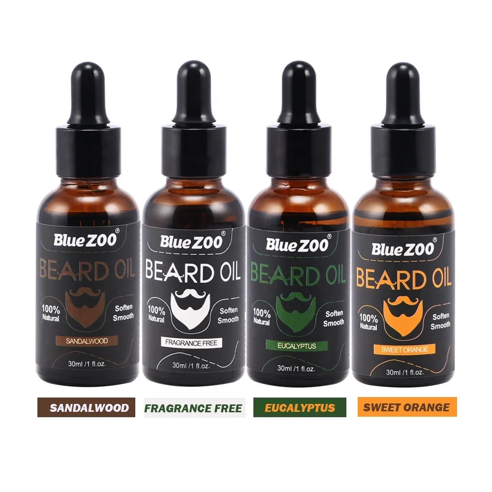  BlueZOO 30 мл органическое масло для бороды частная марка индивидуальное мужчин уход за бородой-4 вкуса на