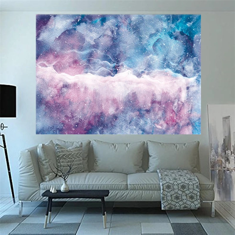 Pink Moon Tapestry Wall Hanging Galaxy Night Sky Psychedelic Wall Tapestry Mandala Wall Cloth Decoration