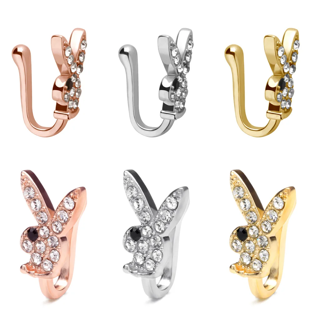 
Popular 3 color hollow rabbit nose ring U-shaped jewelry in Amazon Europe and America 