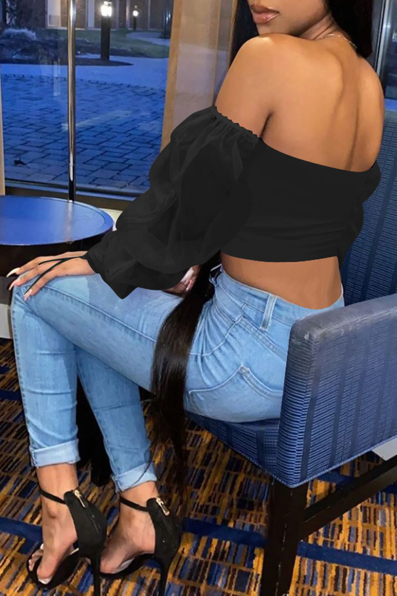 2022 Summer Streetwear T Shirt Solid Women Long Sleeves Fashion Sexy Strapless Top T-Shirt Sexy Women Mesh T Shirts