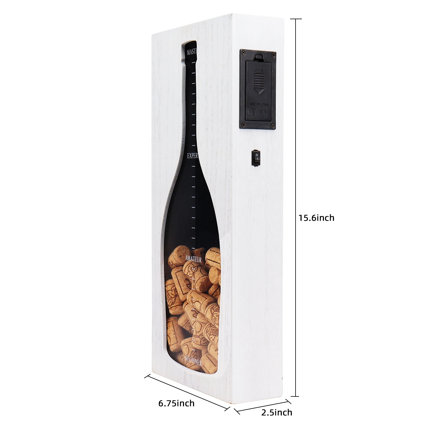 Dropshipping Vintage Grey Blank Top Wood Shadow Box Bar Wall Mounted Wine Cork Collector Shadow Wooden Box With LED Light