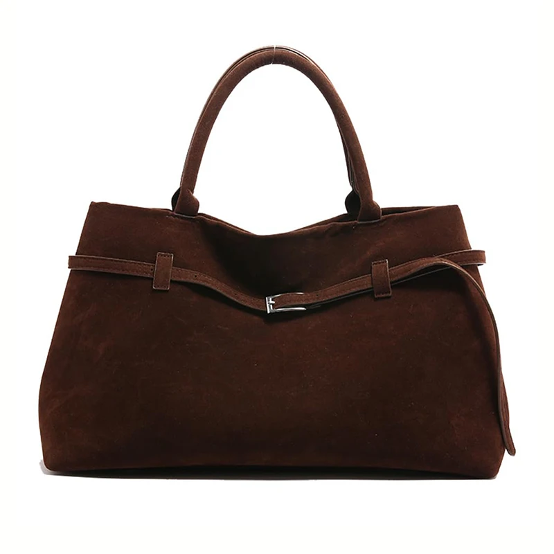 Large Capacity Faux Suede Shoulder Hobo Bag Luxury Suede Tote Bag for Women Handbag