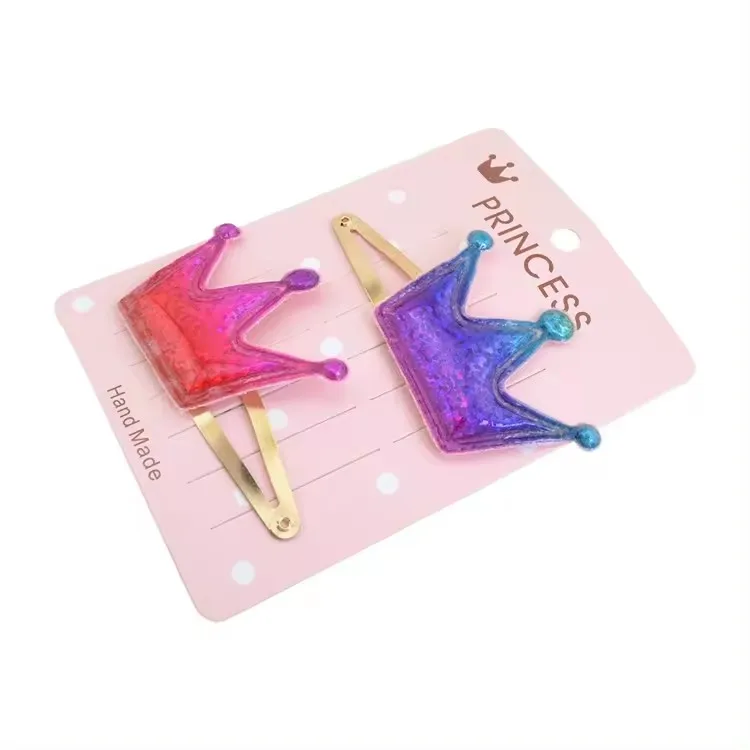 Wholesale Gold Colorful Star Heart Crown Bobby Pins Cute Sequin Hair Clips Accessories For Kids Girls