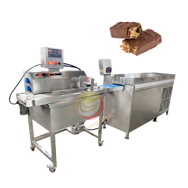 Compound Chocolate Coating Machine Cake Small Melt Chocolate Enrobing Line with Cooling Tunnel