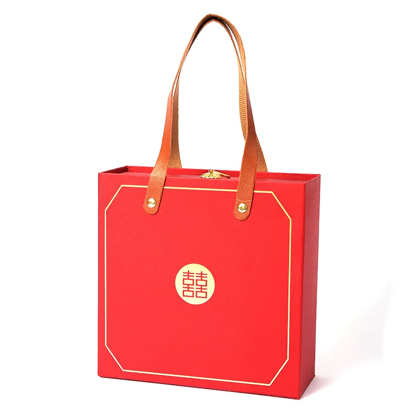 Custom Pull out Carrying Cardboard Paper Box Wedding Guestes Favor Candy Box Bridesmaid Dragees Gift Box with Handle