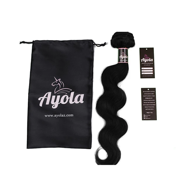 Low MOQ wholesale waterproof paper custom adhesive paper glossy sticker hair bundle wraps with hair hang tag