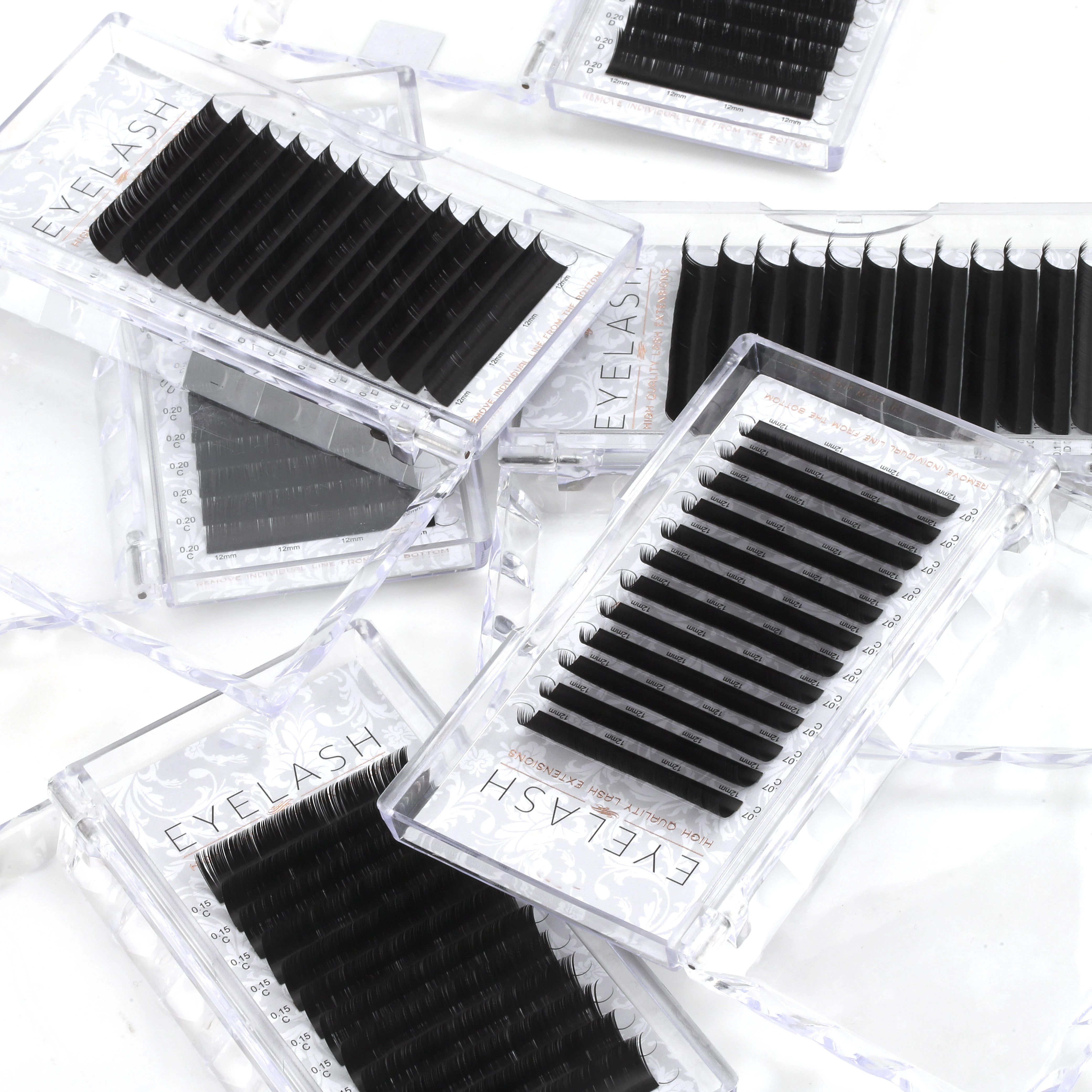 Hot Selling Cashmere Lash Mink Individual Eyelash Extension Mega Volume Black Dark lash Trays