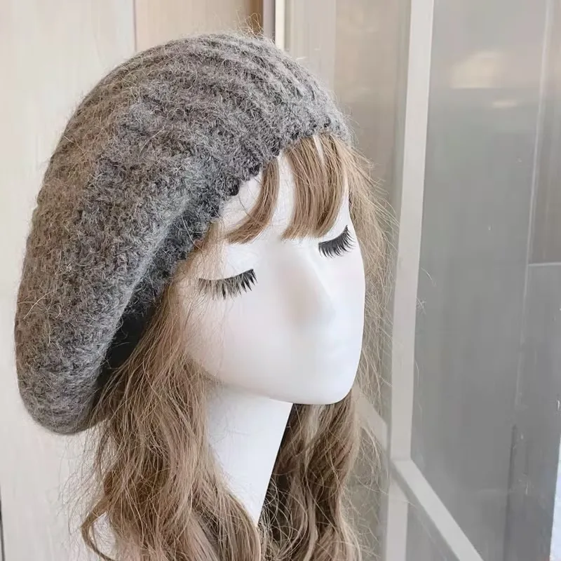 2025 Factory New Design Winter Warm Wool Beret Cap Free Size White Hat Soft Sweet Lovely Solid Color Wool Beret for Parties