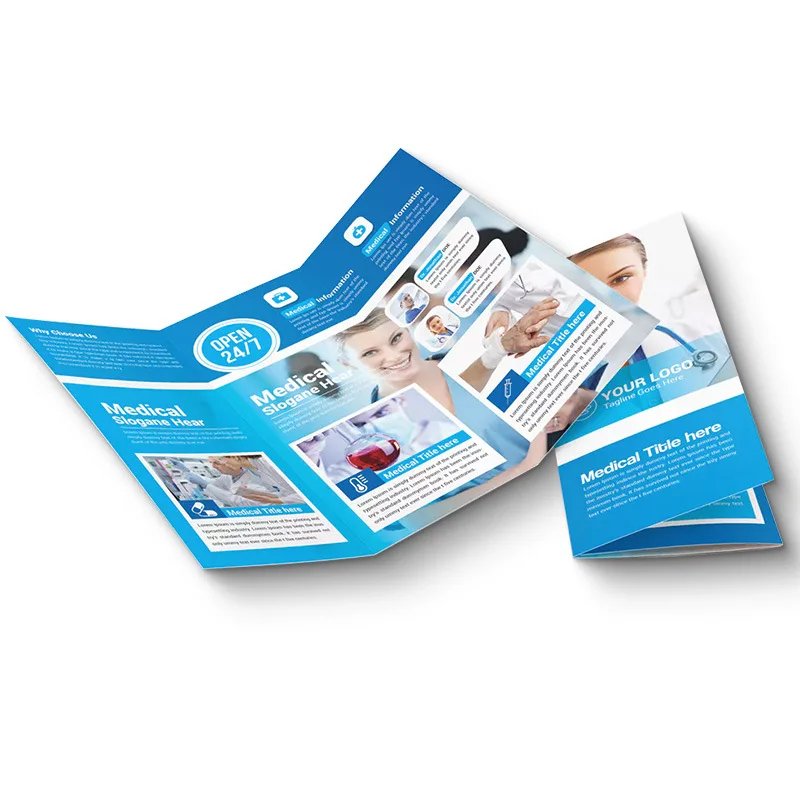 Free design and production of double-sided color page advertising paper folding leaflets brochure