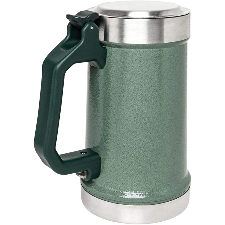 PURPLESEVEN 24oz Copo Termico Double Wall Vacuum Insulated Stainless Steel Big Grip Mugs Classic Bottle Opener Beer Stein Mug