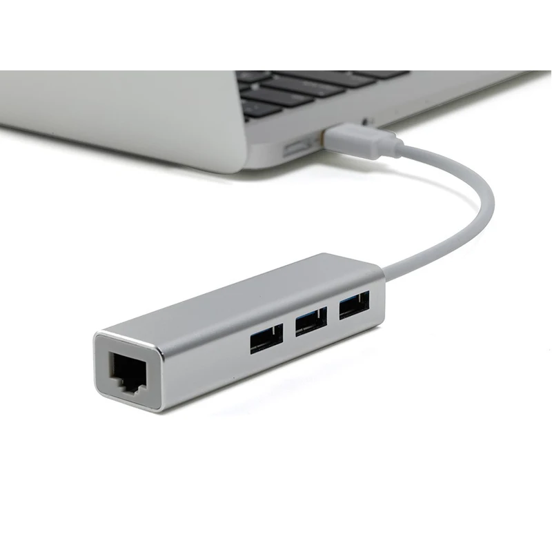  Новые продукты Type-C USB-C Gigabit Ethernet адаптер с 3-портовый USB 3 0 концентратор RJ45 10/100/1000 Мбит сетевой