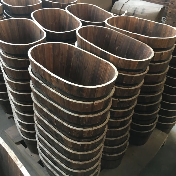 
Outdoor garden decor small hanging wooden mini flower pot 