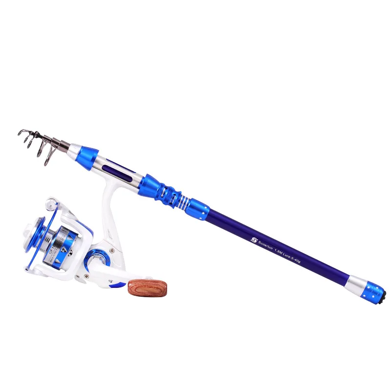 Carbon fiber Ultra-short mini telescopic small sea rod fishing rod and reel combo set fishing Kit fishing rod with reel