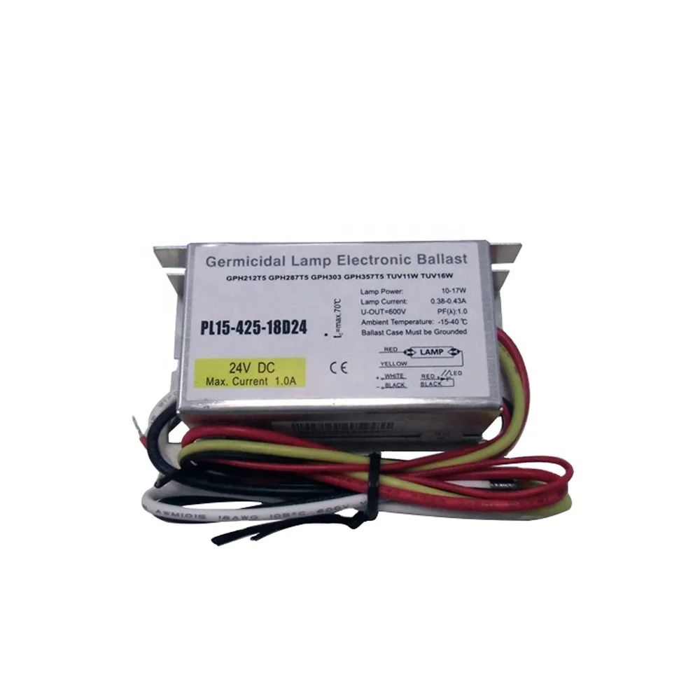 PL15-425-18D24 ultraviolet light electronic ballast factory price DC 12V 24V electronic uv ballast uv germicidal ballast 14W 18W