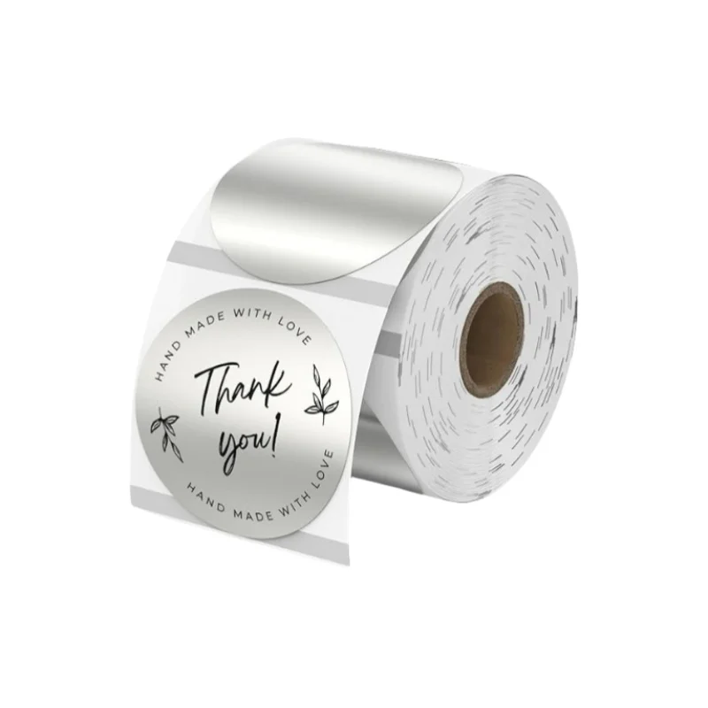 Custom Direct Thermal Label Printer 2 Inch Round Pink Gold Clear Holographic Transparent Thermal Stickers Labels