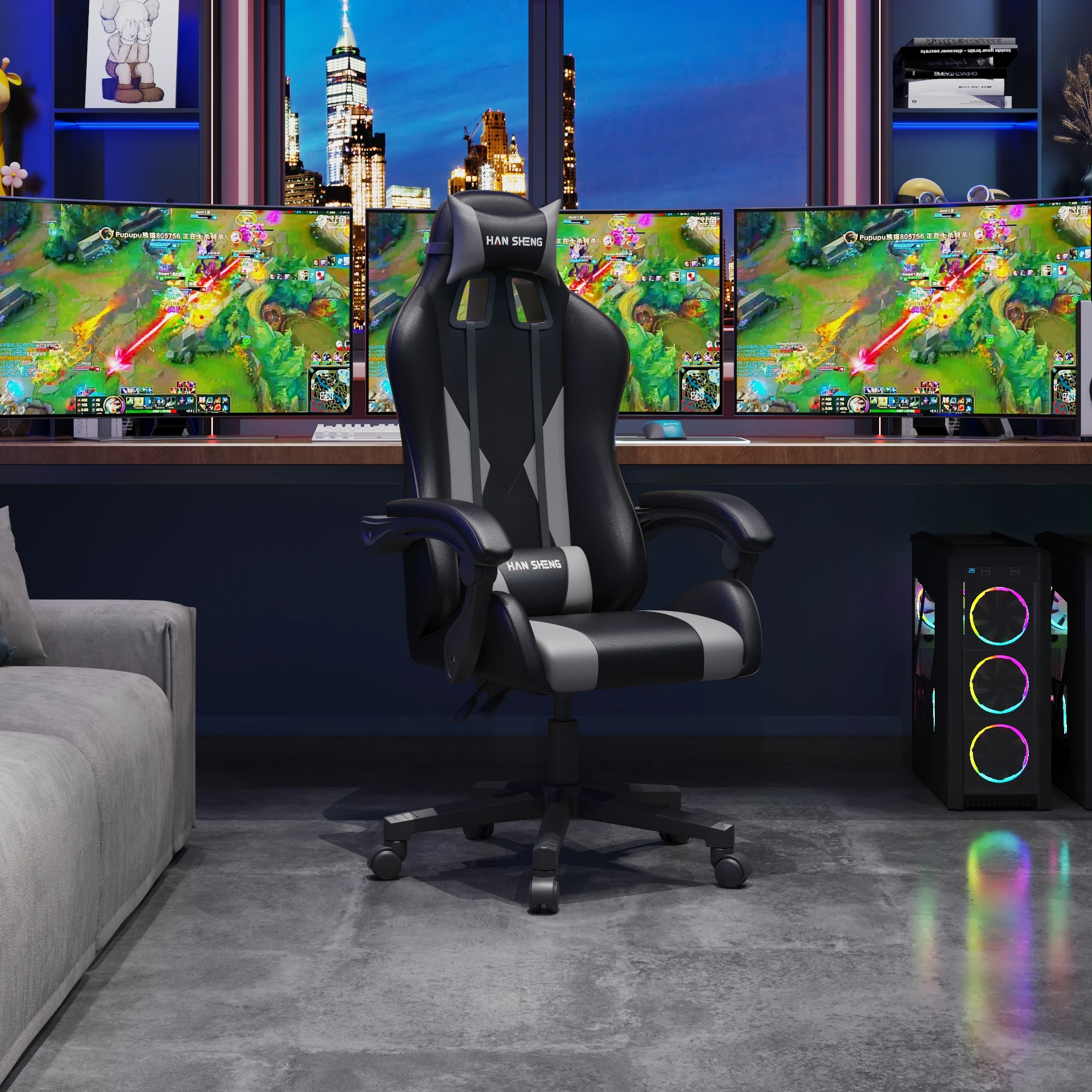 Cheap price anji custom Logo color comfortable ergonomic recliner office chair gaming