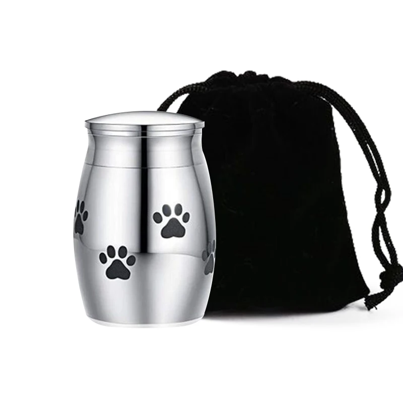 wholesale Funeral Keepsake Stainless Steel Mini Paw Print pet coffin cremation urn
