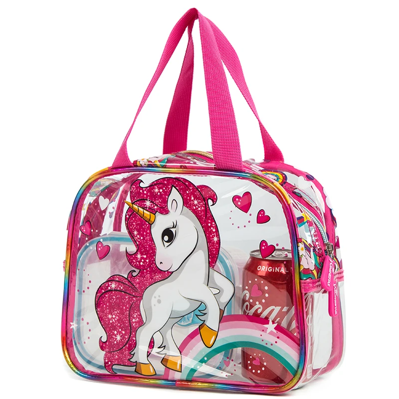 Jasminestar Girls School Backpacks For Kids School Bag Unicorn Transparent Backpack Set For Girls Bag With Lunch Tote Bag