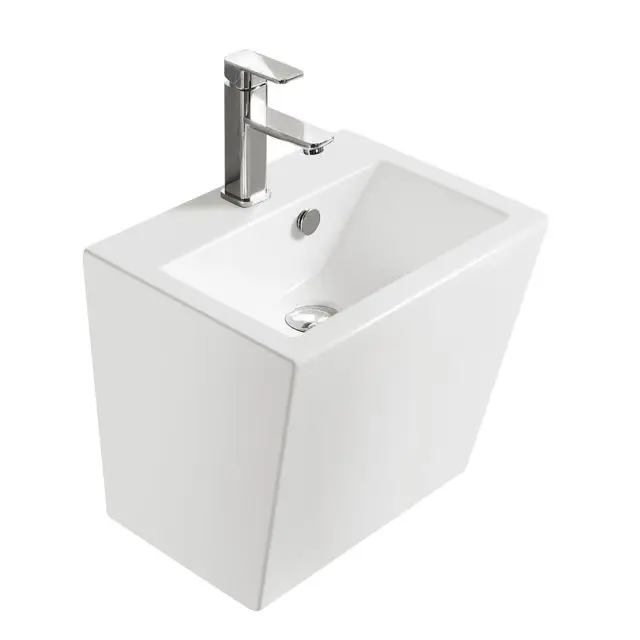 Bathroom Ceramic Half Pedestal Wall Hung Basin Semi Hanging Art Wash Basins