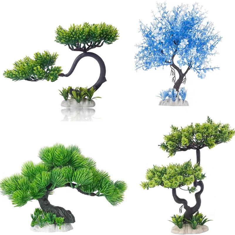 Wholesale fish tank landscaping tree forest artificial plastic aquariums decor bonsai tree