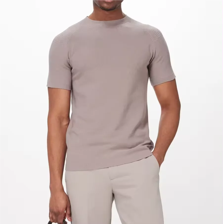 Ventilated Underarms Crew neck Slim Fit Heavyweight Knitted T-shirt Streetwear Mans Unique T Shirt High Quality