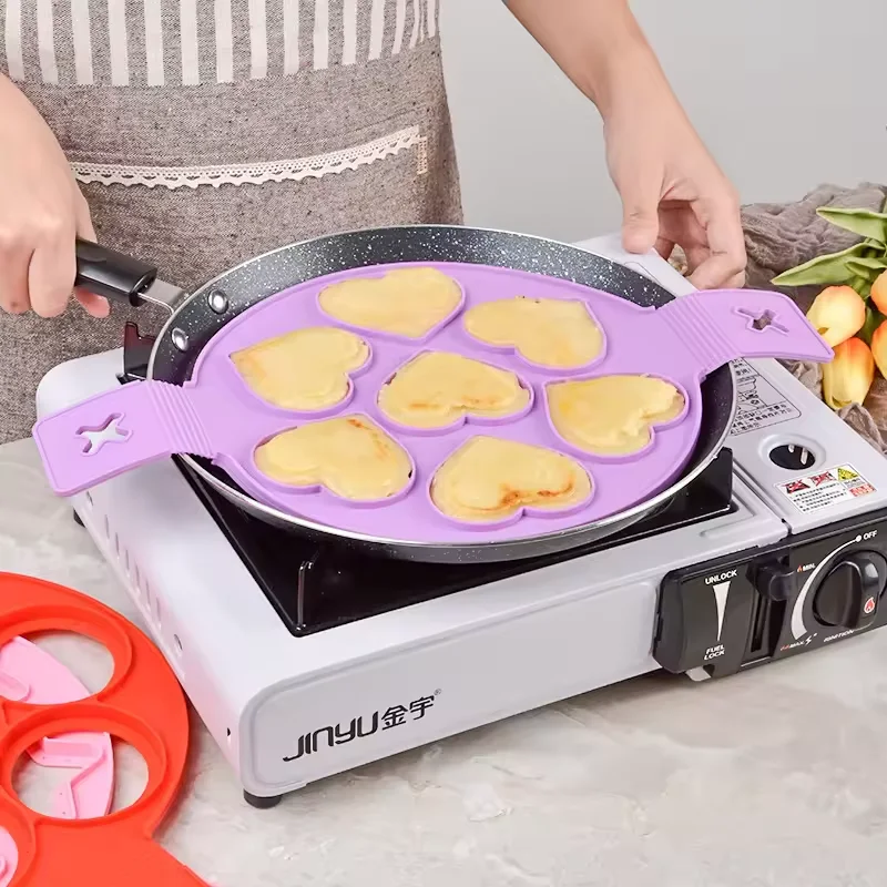 Baking Round Heart Shape Mold Nonstick Egg Cook Ring Maker Reusable Silicone Pancake Fried Egg Mold Ring
