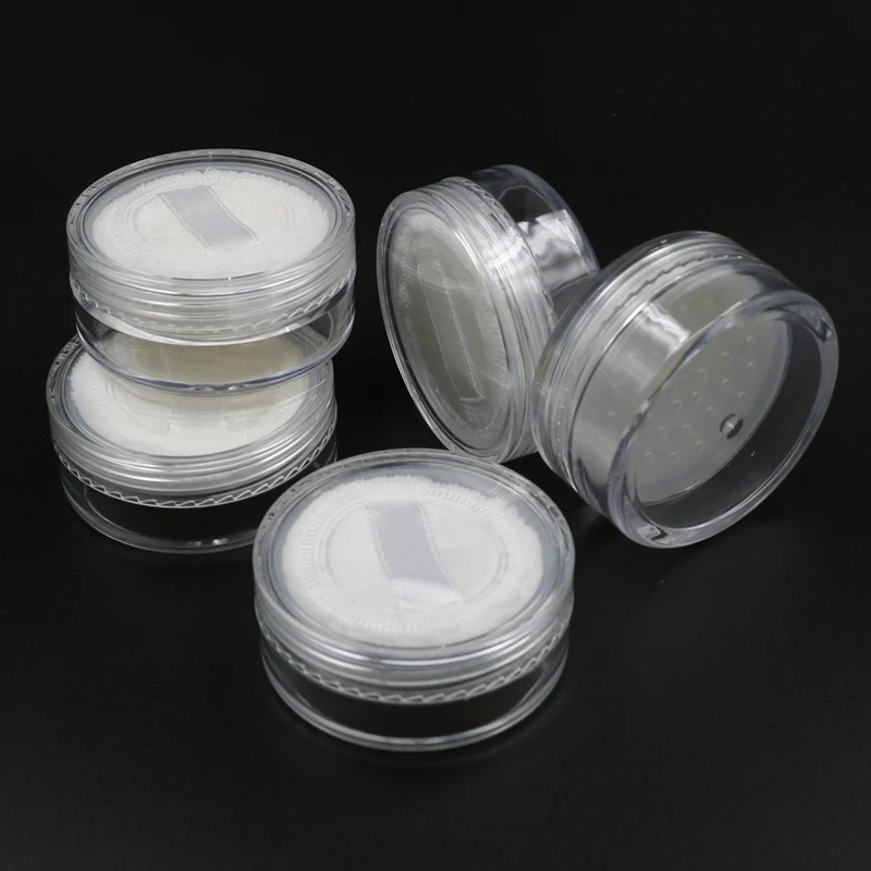 20g Transparent Loose Powder Box with Powder puff PS Packaging Container Plastic Jar for Cosmetic