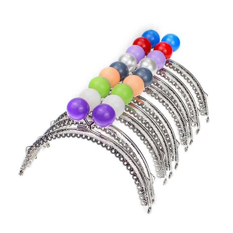 12.5CM DIY Handmade Clasp For Bag Colorful Ball Kiss Clasp Lock Semicircle Embossing Lace Metal Frame For Bags Purse Accessories