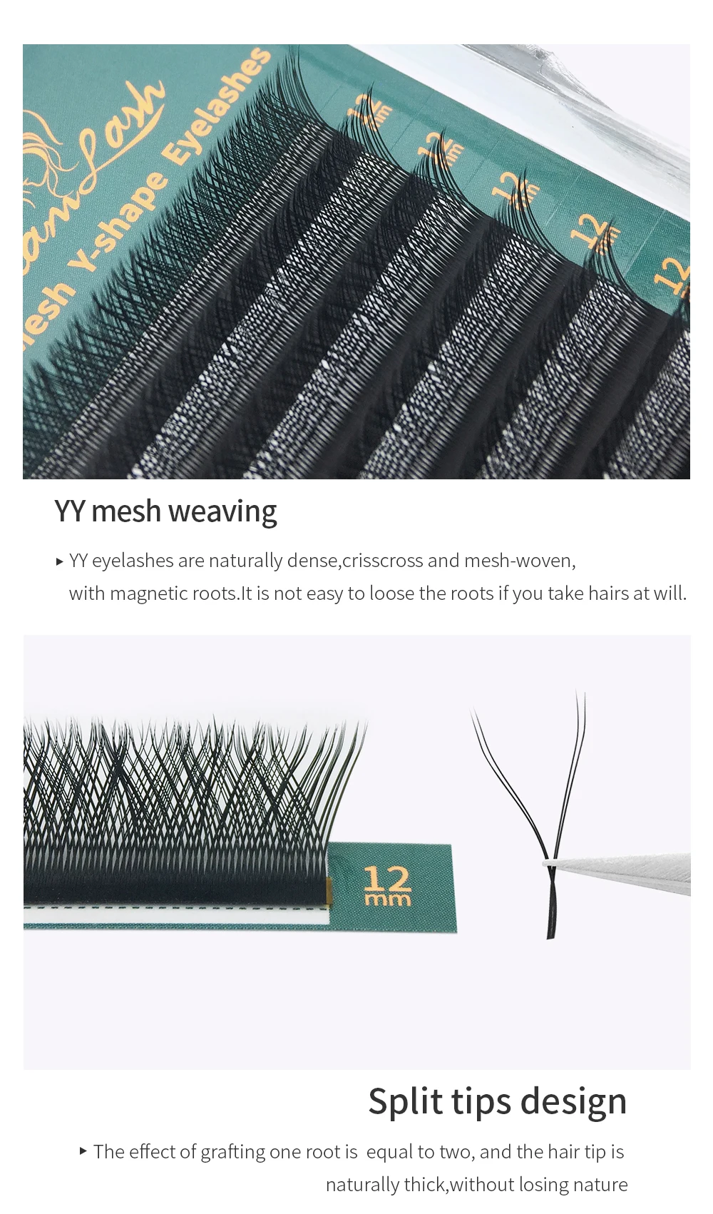 YY LASH Y shape eyelash extensions 0.07 Easy fanning Premade Volume lash  lashes Faux mink 12 rows mesh makeup