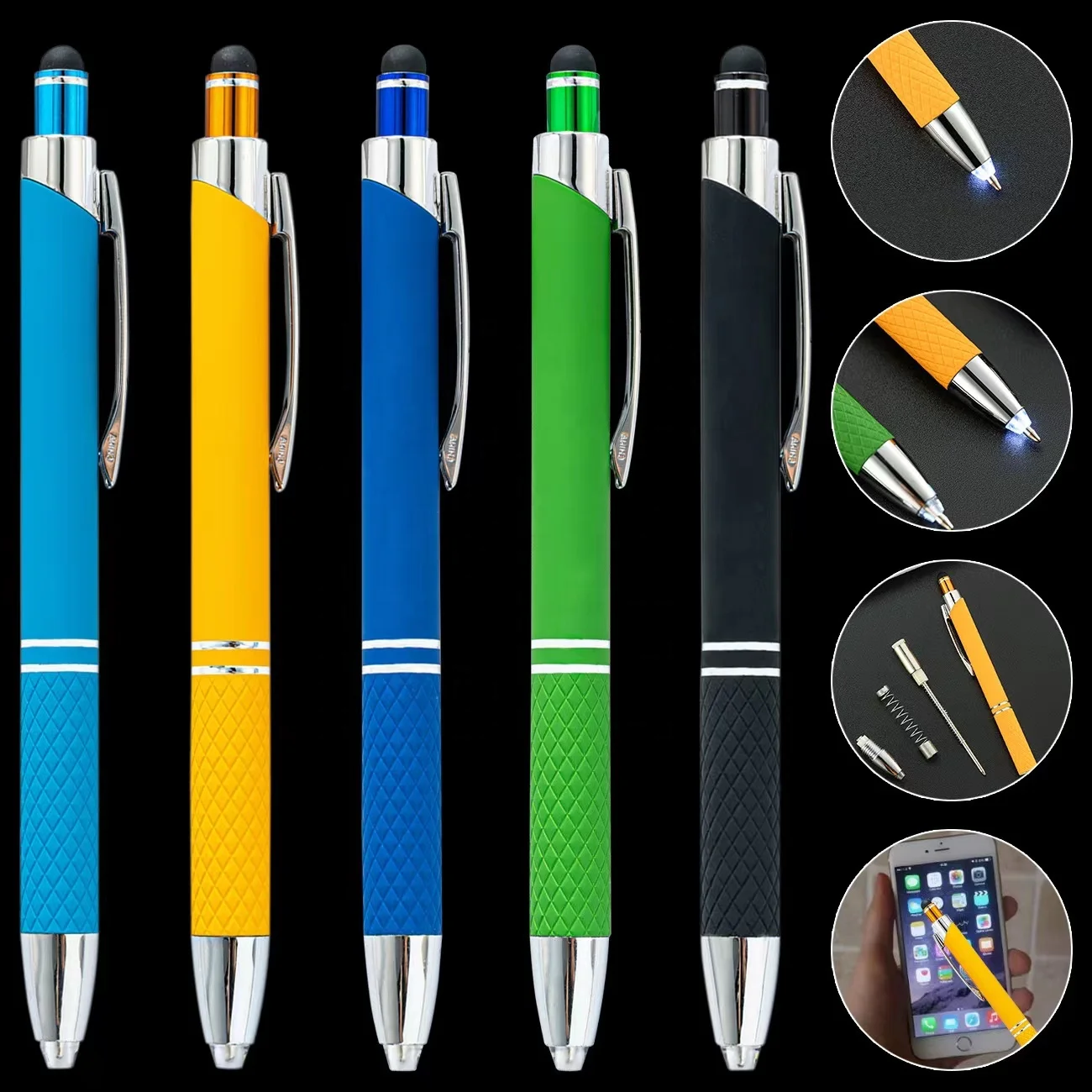 stylo personnalisable led torch lighting ball pen multifunction tablet screen mobile touch stylus pen active for apple