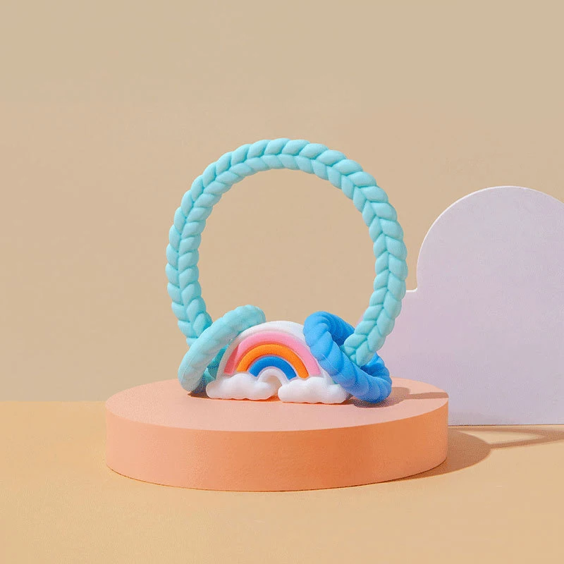 Kids Toys 2023 Silicone Rainbow Sheep Rattle Teether Safe Baby Teething Toys Multiple Colors Available Silicone Teether