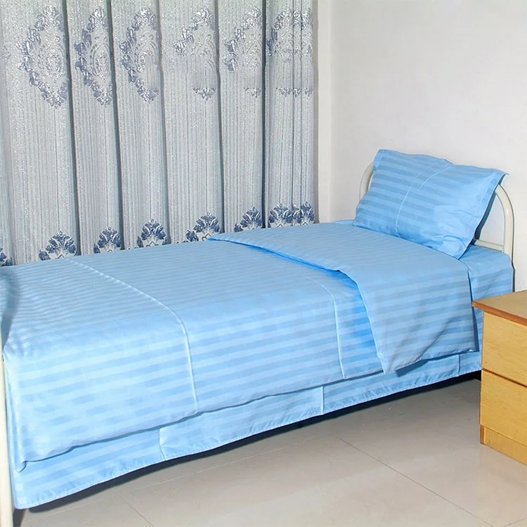 Nursing home textile bedding set pure color cotton four-piece bed sheet