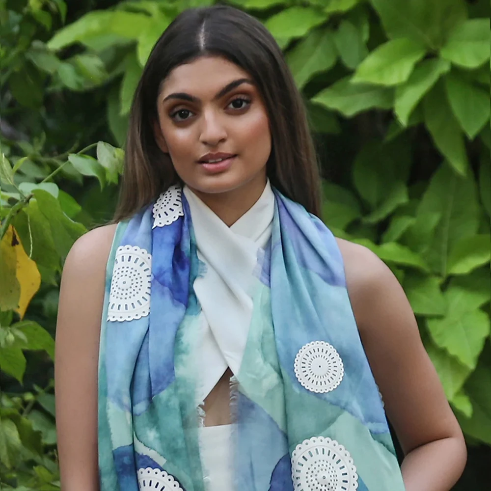 New Designer Hand Block Printed Shawl Cotton Scarf Dupatta Tassel Décor Neck Wrap Scarves For Women Clothing Colorful