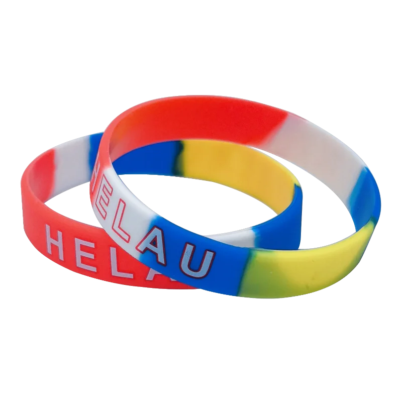Custom segment color silicone wristbands printed logo personalized silicone bracelets