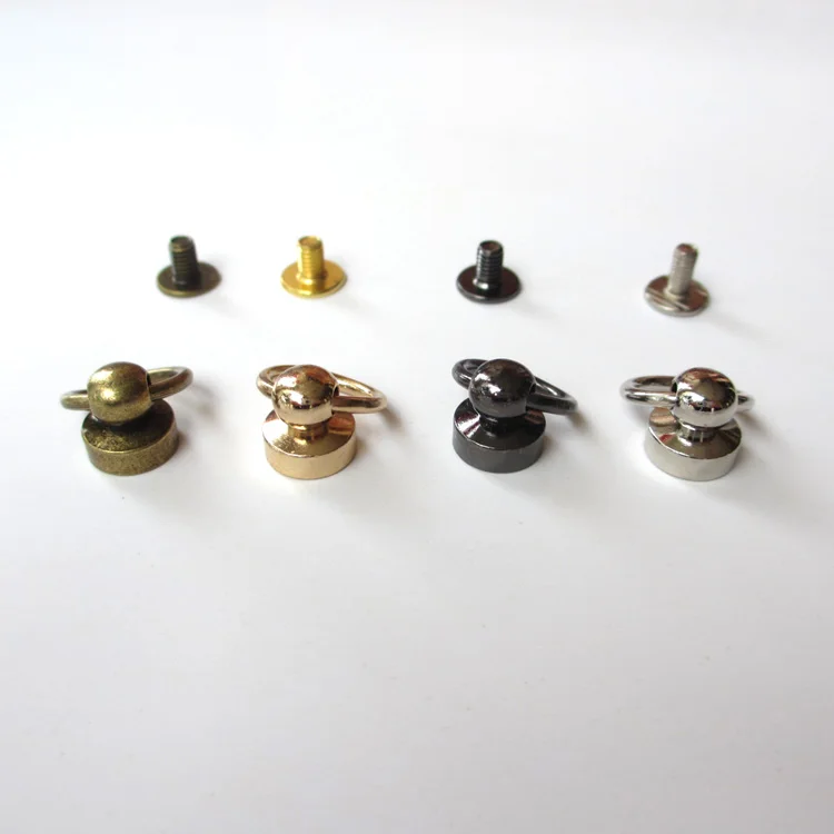 9x9.3mm Pull Ring Rivets Studs Round Head for DIY Brass Silver Tone
