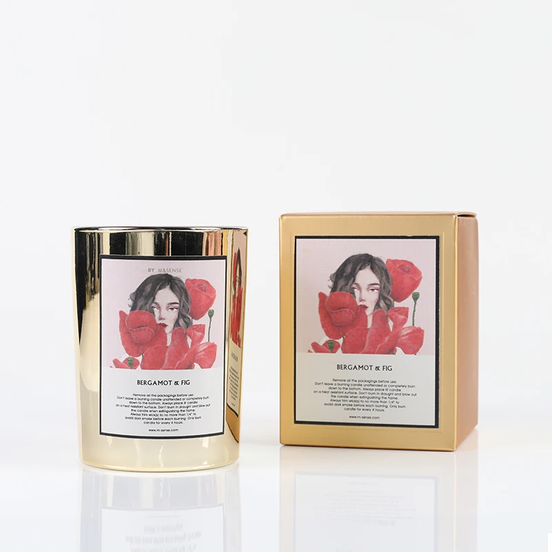 M&Sense foil sliver custom logo soy wax luxury aromatherapy manufacturer scented candle