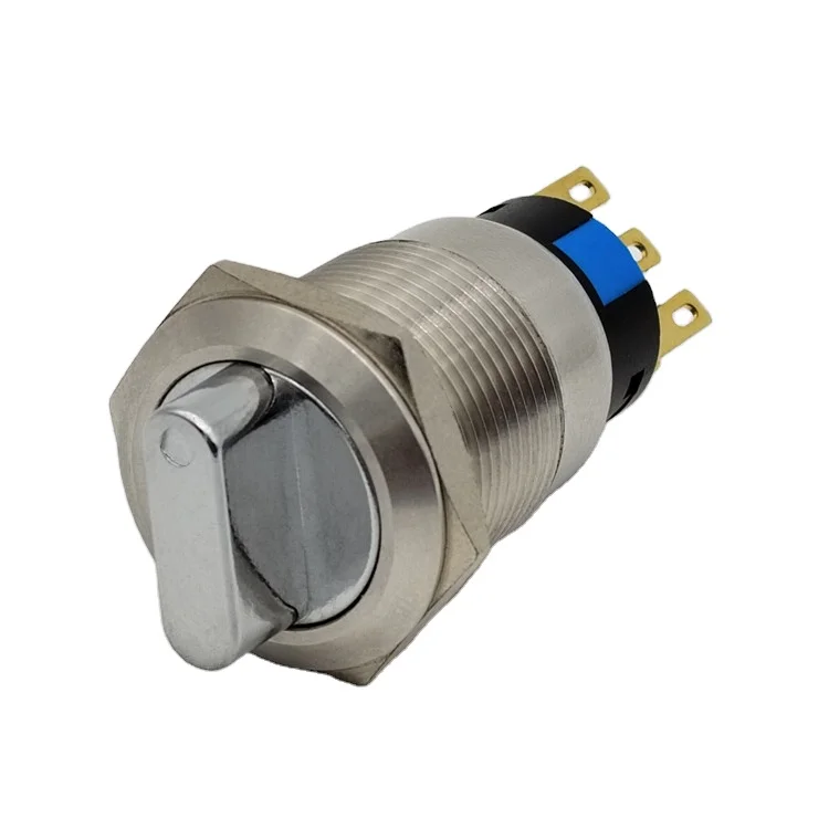 19mm metal rotary push button brass 3 position latching selector rotary Switch 2NO 2NC Rotate button 6 pins