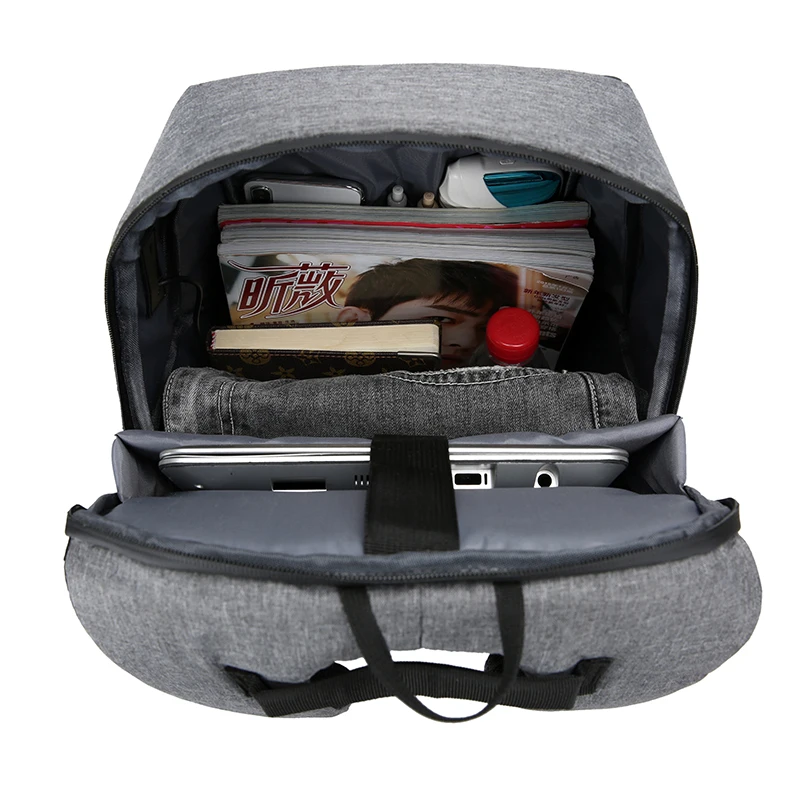 15.6 inch Light Weight Waterproof Black Business Laptop Backpack with USB Charger Port