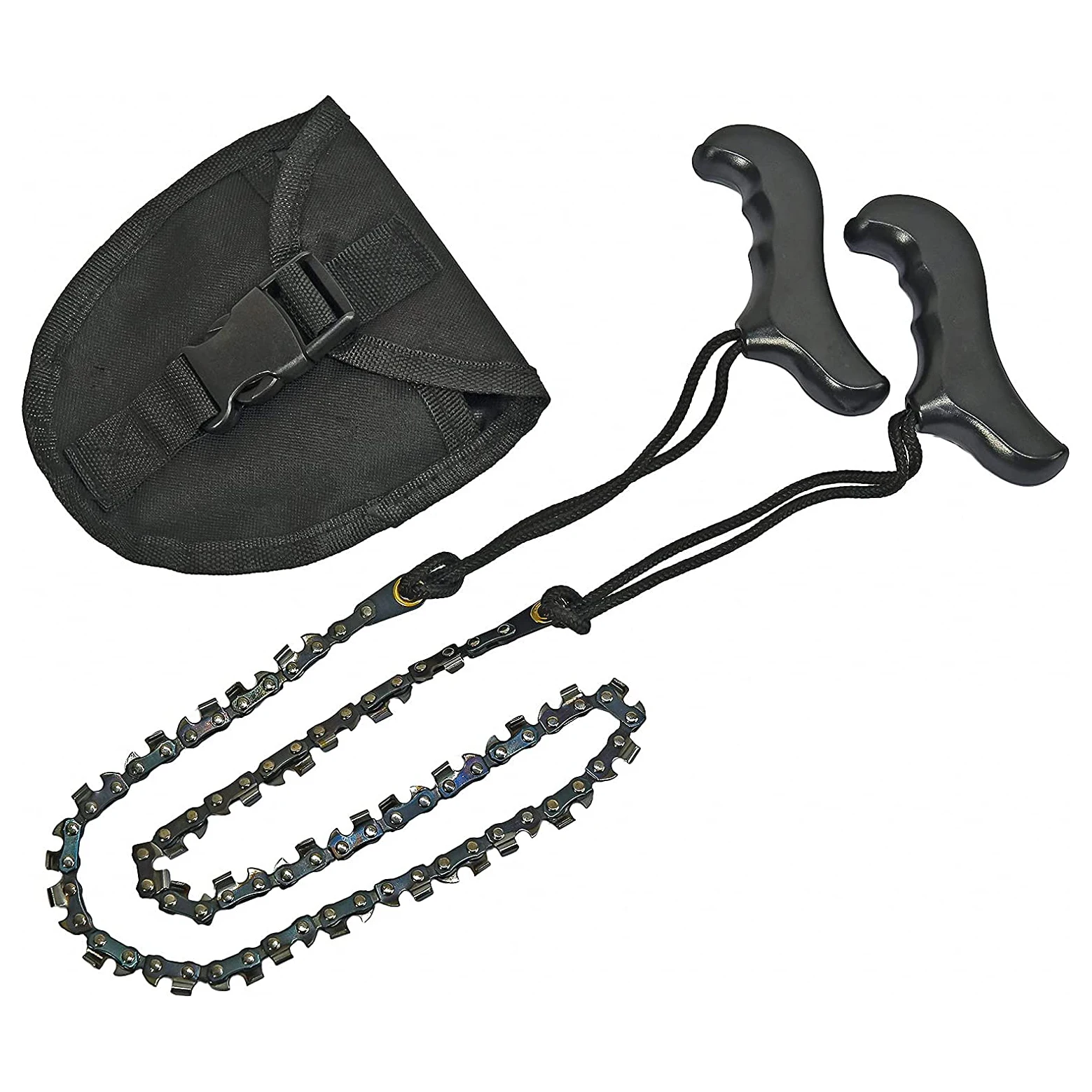 24 Inches Pocket Chainsaw with 33 Bi-Directional Cutting Teeth Outdoor Survival Gear Hand Saw With Carry Pouch For Camping