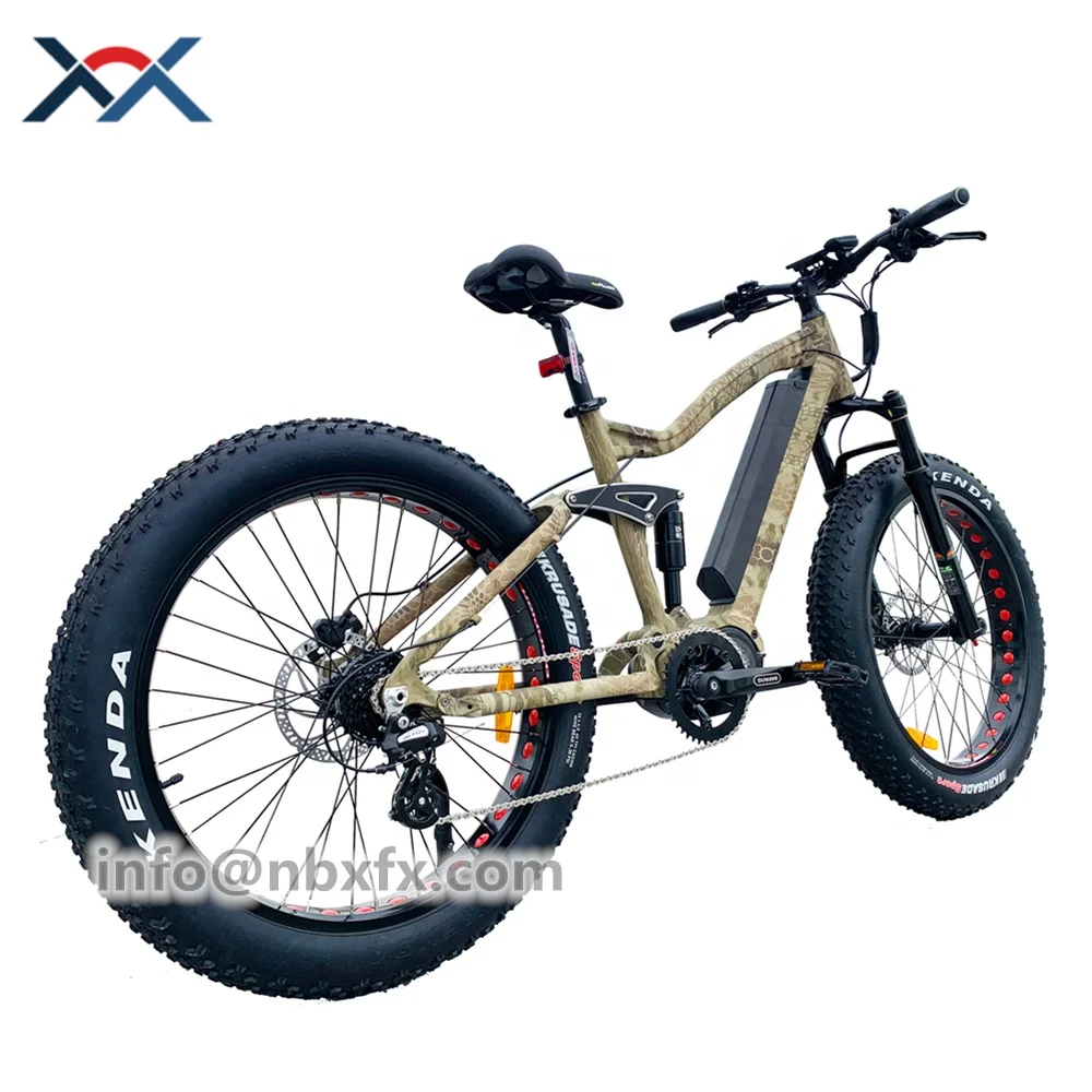Big Power 1000W Mid Drive Electric Bicycle 21Ah Lithium Battery Full Suspension Ebike MTB Hunting Bike