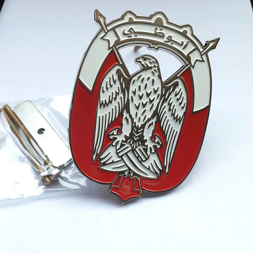 Ready stock UAE ABU DHABI falcon car badges soft enamel  silver/gold plated car emblem