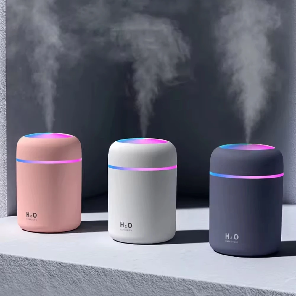 H2o Humidifier For Home Bedroom LED Light Mini 300ml H2O Spray Mist Humidificador Essential Oil Diffuser Car USB Air Humidifier
