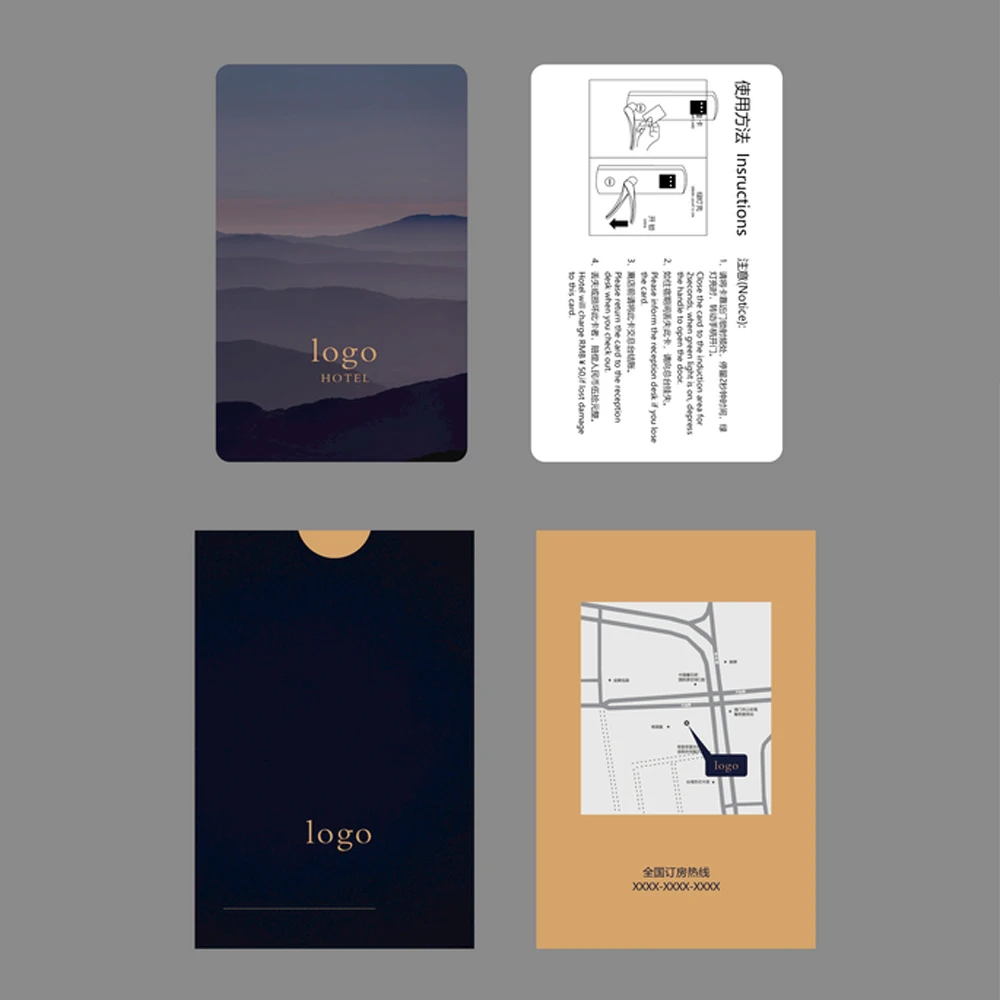 Custom color printing and color printing of hotel room card sets  VIP card sets and small envelopes