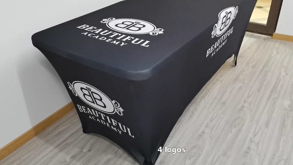 Черные эластичные массажные чехлы из спандекса для кровати с цифровой печатью белый логотип ресниц украшение