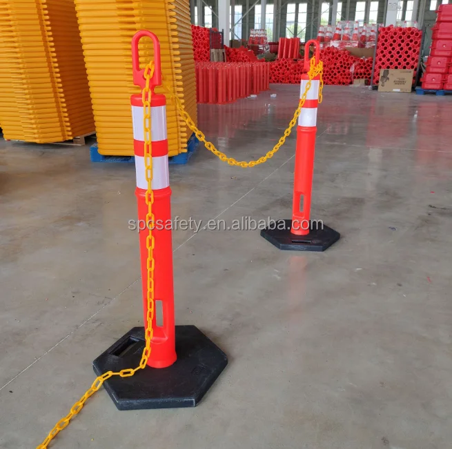 PE Plastic Road safety reflective warning parking guide marker post traffic channelize Delineator post with Weighted Rubber base